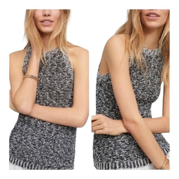 Moth Sweaters - Moth Anthropologie Medium Black White Marled Crewneck Sleeveless Sweater…